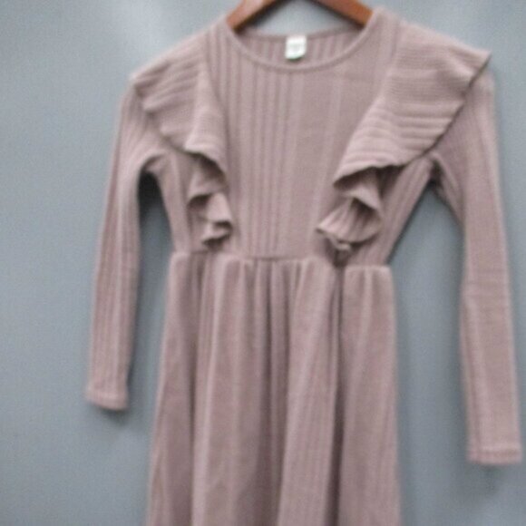 Girls Dress Size 8 Y Light Burgundy Round Neck Long Sleeve Dress Outfit - Picture 2 of 9